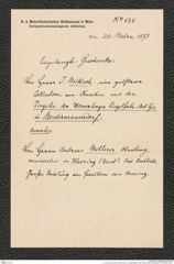 k.k. naturhistorisches Hofmuseum, Intendanzakten 1885-1896 (Hauer), Aktenzahl Z.138/1893, Seite 1